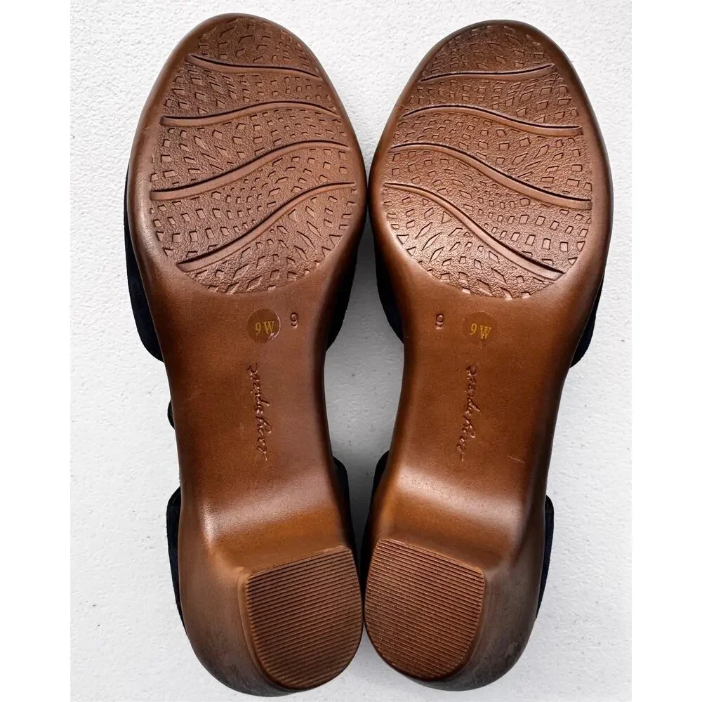 EASY SPIRIT CLARICE SUEDE MARY JANE PUMPS BLOCK HEEL - SIZE 9W